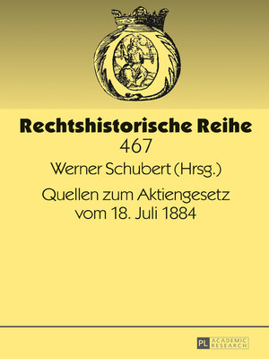 cover image of Quellen zum Aktiengesetz vom 18. Juli 1884